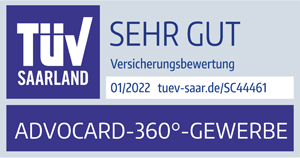 TÜV Saarland urteilt ADVOCARD-360°-GEWERBE ist sehr gut 