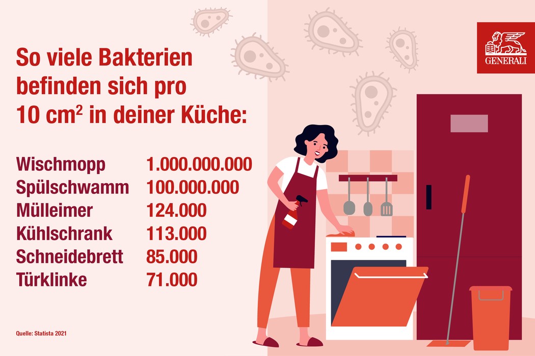 Bakterien in der Küche je 10 cm2